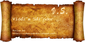 Vidám Sándor névjegykártya